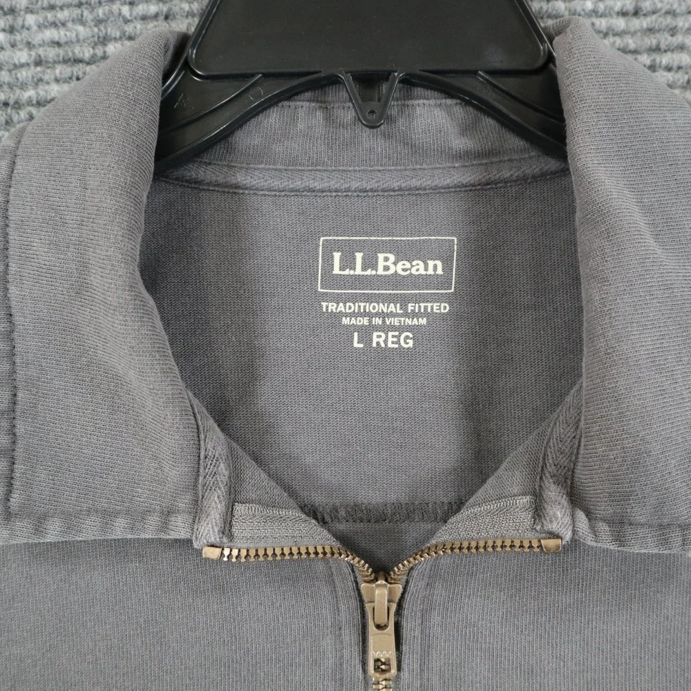 LL Bean Quarter Zip Pullover Mens L Gray Utility Pockets Outdoor Trail Hike